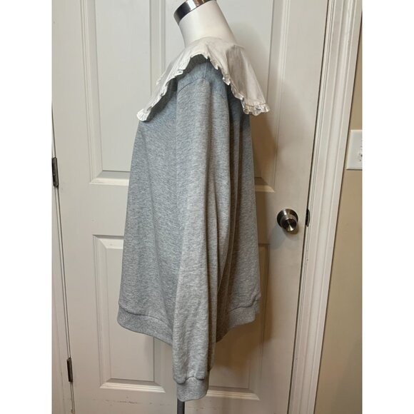 Sandy Liang x Target Gray Long Sleeve Ruffle Collar Sweatshirt, Size 3X - Picture 6 of 10